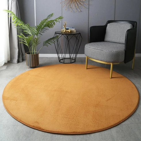 Round Coral Velvet Carpet for Living Room Coffee Table Floor Rug Short Plush Foot Mat for Children's Play
